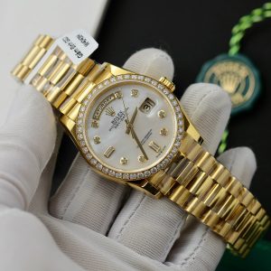 Rolex Day-Date 128238 MOP Dial Gold Wrapped Customs Moissanite Diamonds 36mm (1)