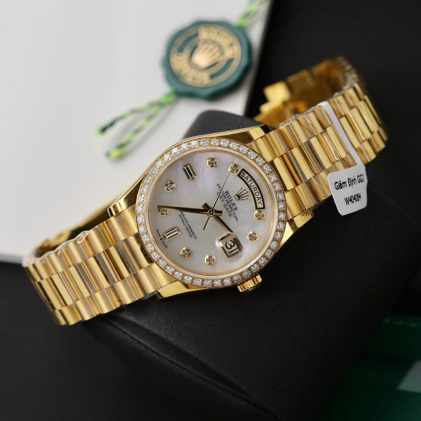 Rolex Day-Date 128238 MOP Dial Gold Wrapped Customs Moissanite Diamonds 36mm (1)