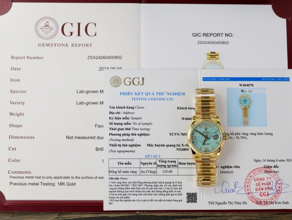 Rolex Day-Date 128238 Turquoise Dial 18K Gold Wrapped Best Replica (1)