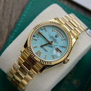 Rolex Day-Date 128238 Turquoise Dial 18K Gold Wrapped Best Replica (1)