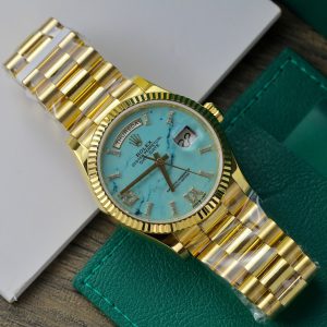 Rolex Day-Date 128238 Turquoise Dial 18K Gold Wrapped Best Replica (1)