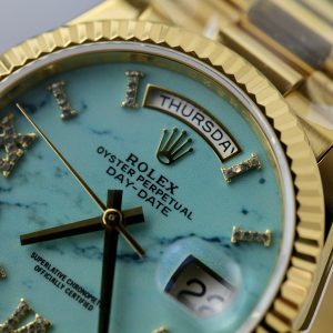 Rolex Day-Date 128238 Turquoise Dial 18K Gold Wrapped Best Replica (1)