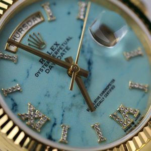 Rolex Day-Date 128238 Turquoise Dial 18K Gold Wrapped Best Replica (1)