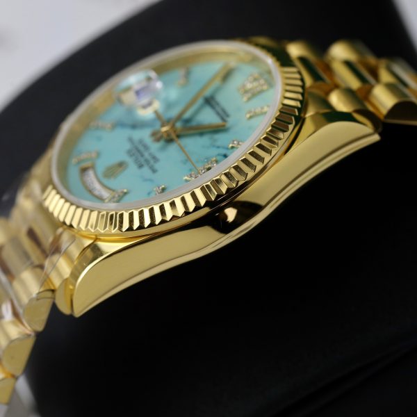 Rolex Day-Date 128238 Turquoise Dial 18K Gold Wrapped Best Replica (1)