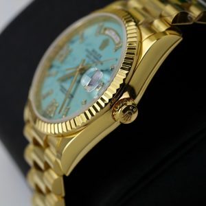 Rolex Day-Date 128238 Turquoise Dial 18K Gold Wrapped Best Replica (1)