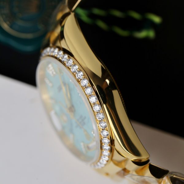 Rolex Day-Date 128238 Turquoise Dial Gold Wrapped Customs Moissanite Diamonds 36mm (1)