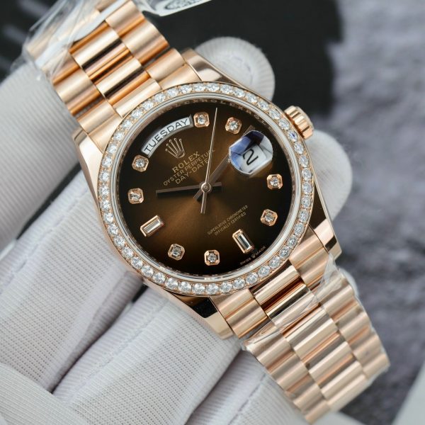 Rolex Day-Date 18K Gold Wrapped Customs Bezel Moissanite Diamonds GM V3 (2)