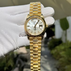 Rolex Day-Date Gold Wrapped Customs Mother Of Pearl Dial & Moissanite GM V3 40mm (6)