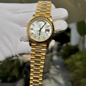 Rolex Day-Date Gold Wrapped Customs Mother Of Pearl Dial & Moissanite GM V3 40mm (6)