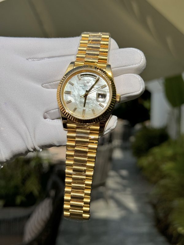 Rolex Day-Date Gold Wrapped Customs Mother Of Pearl Dial & Moissanite GM V3 40mm (6)