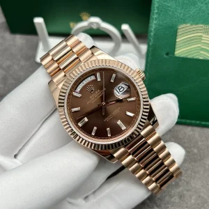 Rolex Day-Date Real Gold 18K Customs Diamond Chocolate Dial 40mm (2)
