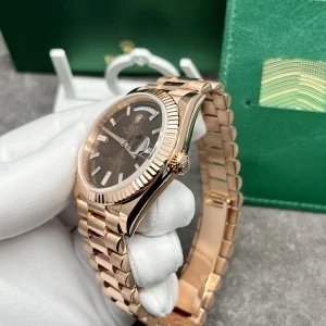 Rolex Day-Date Real Gold 18K Customs Diamond Chocolate Dial 40mm (2)