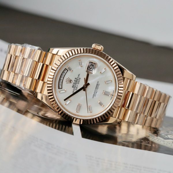 Rolex Day-Date Rose Gold Wrapped Customs Mother Of Pearl Dial & Moissanite GM V3 40mm (14)