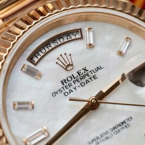 Rolex Day-Date Rose Gold Wrapped Customs Mother Of Pearl Dial & Moissanite GM V3 40mm (14)