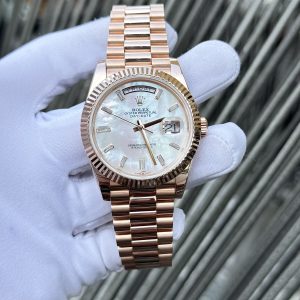 Rolex Day-Date Rose Gold Wrapped Customs Mother Of Pearl Dial & Moissanite GM V3 40mm (1)