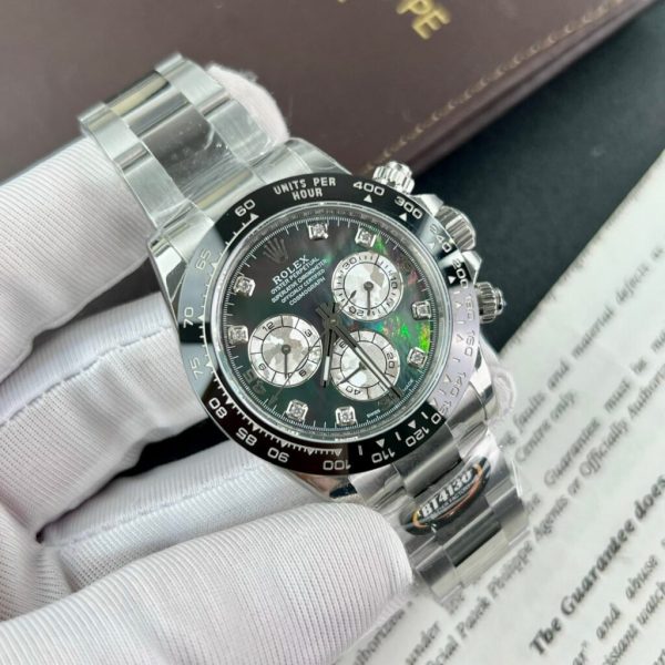 Rolex Daytona Customs Purple Mother Of Pearl Dial & Moissanite Best Replica BTF 40mm (9)