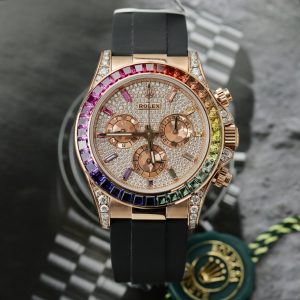 Rolex Daytona Rainbow 116595RBOW Gold Wrapped Customs Moissanite Ruby Sapphire 40mm (2)