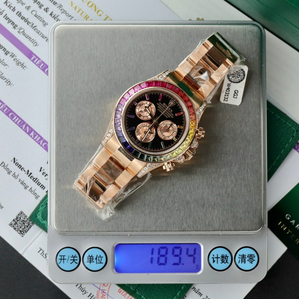 Rolex Daytona Rainbow 116595RBOW Real Gold 18K & Natural Diamonds Gemstone 40mm (12)