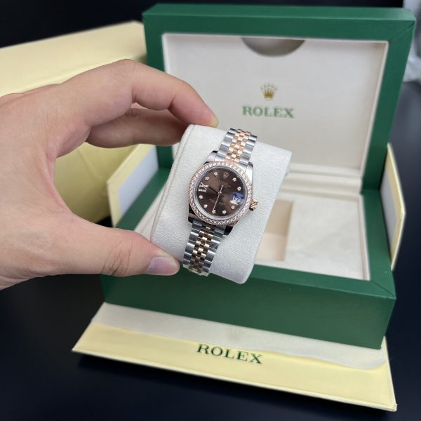 Rolex Lady DateJust Chocolate Diamonds Dial Best Replica 28mm (5)