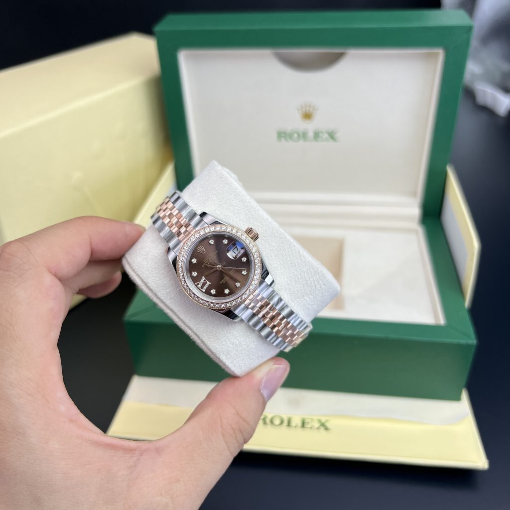 Rolex Lady DateJust Chocolate Diamonds Dial Best Replica 28mm (5)