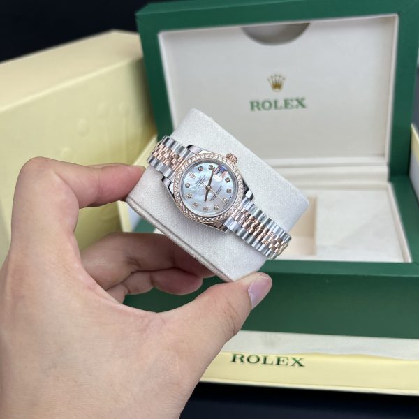 Rolex Lady DateJust MOP Dial Bezel Diamonds Best Replica Watch 28mm (1)