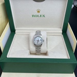 Rolex Lady DateJust MOP Dial Bezel Diamonds Jubilee Sliver Strap 28mm (1)