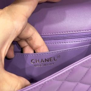 Chanel Classic Womens Purple Replica Bags Gold Buckle 20cm (2)