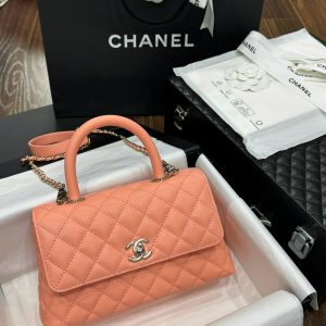 Chanel Coco Replica Bags Womens Orange Calf Leather 24x14x10cm (2)