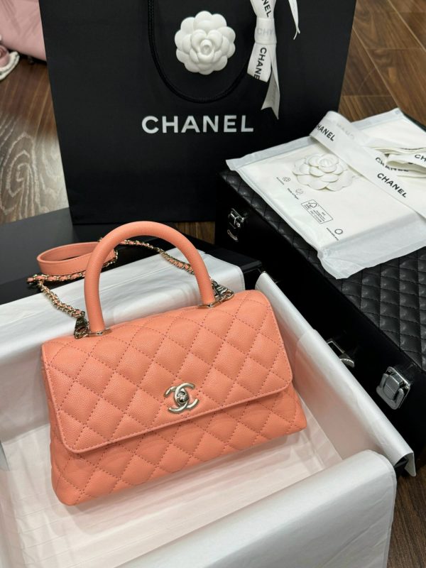 Chanel Coco Replica Bags Womens Orange Calf Leather 24x14x10cm (2)