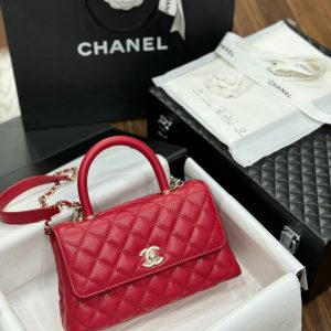 Chanel Coco Womens Replica Bags Red Calf Leather 24x14x10cm (2)