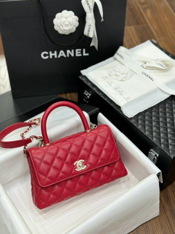 Chanel Coco Womens Replica Bags Red Calf Leather 24x14x10cm (2)