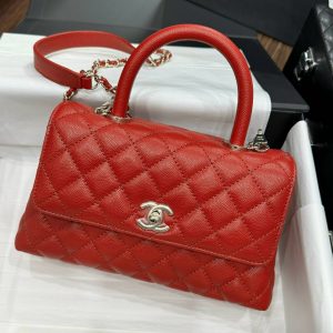 Chanel Coco Womens Replica Bags Red Calf Leather 24x14x10cm (2)