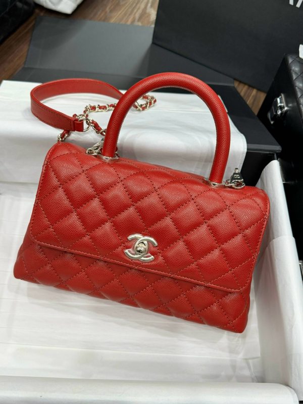 Chanel Coco Womens Replica Bags Red Calf Leather 24x14x10cm (2)