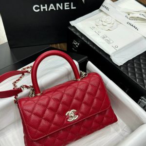 Chanel Coco Womens Replica Bags Red Calf Leather 24x14x10cm (2)