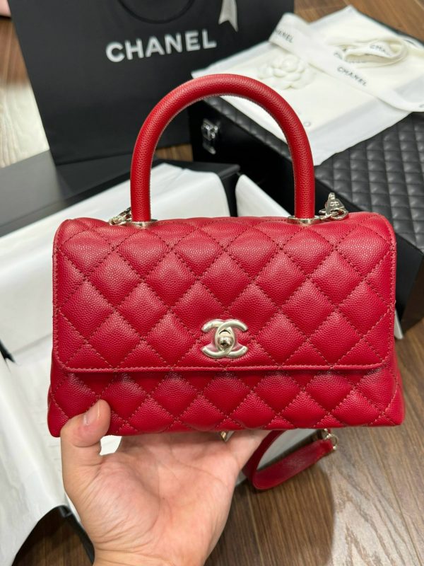 Chanel Coco Womens Replica Bags Red Calf Leather 24x14x10cm (2)