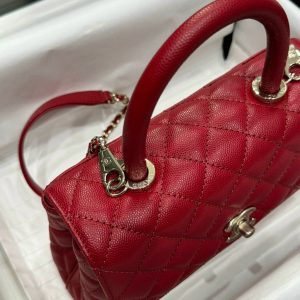 Chanel Coco Womens Replica Bags Red Calf Leather 24x14x10cm (2)