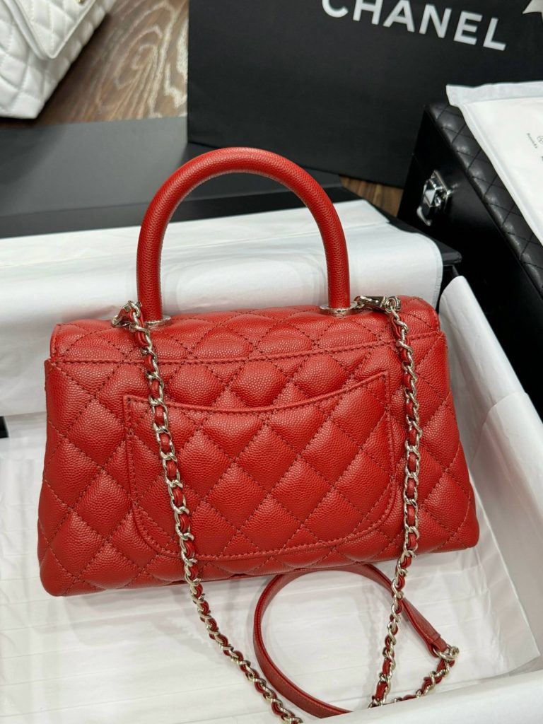 Chanel Coco Womens Replica Bags Red Calf Leather 24x14x10cm (2)