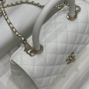 Chanel Coco Womens White Replica Handbags Lock Gold 24x14x10cm (2)