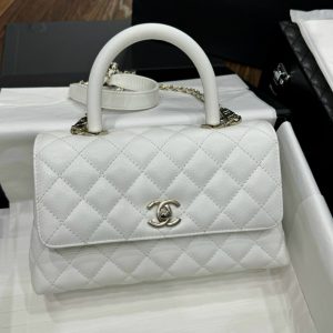 Chanel Coco Womens White Replica Handbags Lock Gold 24x14x10cm (2)