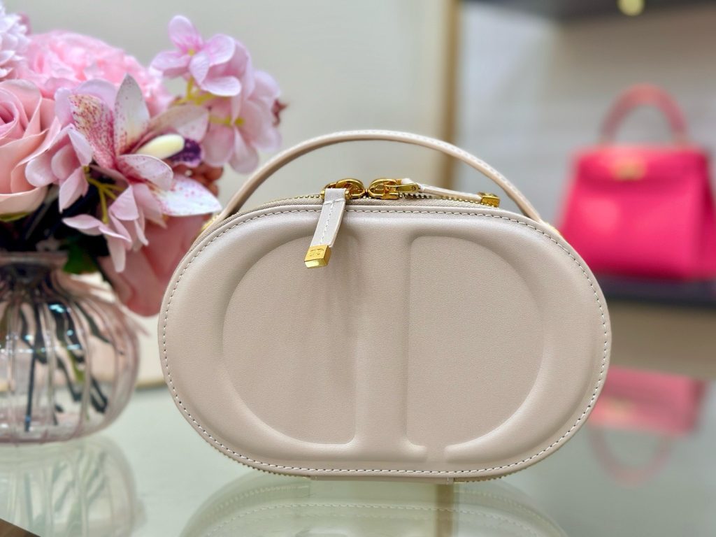 Dior CD Signature Oval Replica Bags Beige Colored 18x11x6 (2)