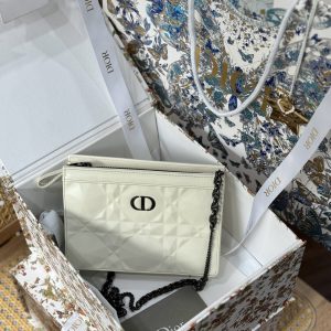 Dior Caro Womens Replica Handbags White Cowhide 19cm (2)