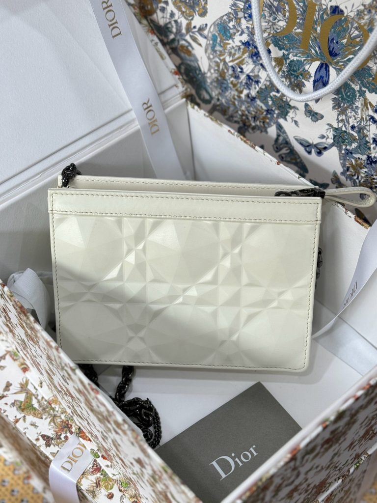 Dior Caro Womens Replica Handbags White Cowhide 19cm (2)