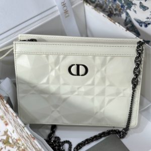 Dior Caro Womens Replica Handbags White Cowhide 19cm (2)