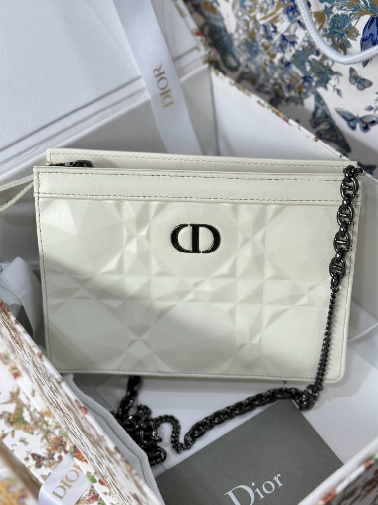 Dior Caro Womens Replica Handbags White Cowhide 19cm (2)