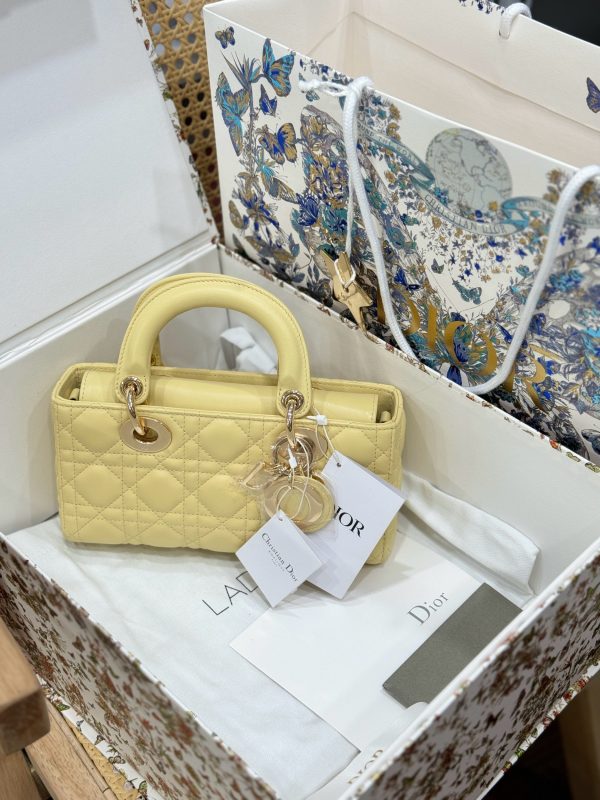 Dior Lady D-Joy Best Replica Bags Yellow Lambskin Leather 22cm (2)