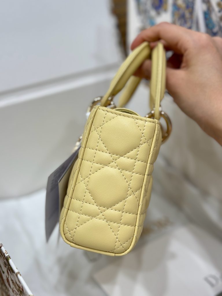 Dior Lady D-Joy Best Replica Bags Yellow Lambskin Leather 22cm (2)