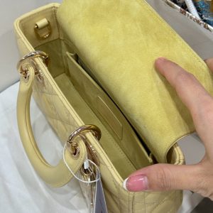 Dior Lady D-Joy Best Replica Bags Yellow Lambskin Leather 22cm (2)