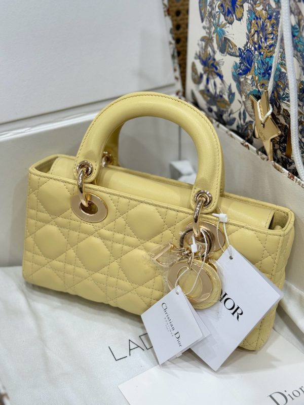 Dior Lady D-Joy Best Replica Bags Yellow Lambskin Leather 22cm (2)