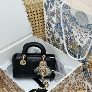 Dior Lady D-Joy Micro Replica Handbags Womens Black Sheepskin 16 (2)