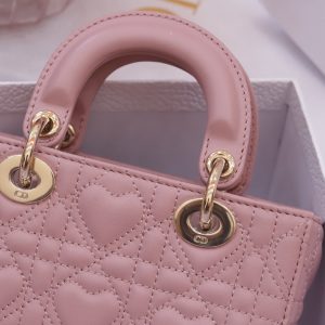 Dior Lady D-Joy Womens Pink Heart Pattern Replica Bags 16 (2)